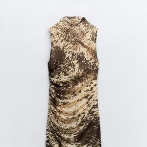 Zara Brown and Cream Midi Dress